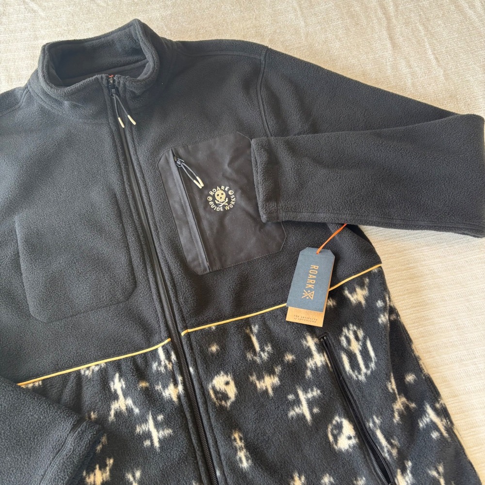 Roark Landfall Fleece Jacket Mens Medium Black Ikigai‎ Full Zip RF277 NEW